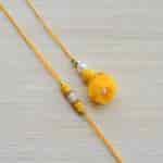 Strands Simple Beaded Thread Rakhi With Lumba Yellow