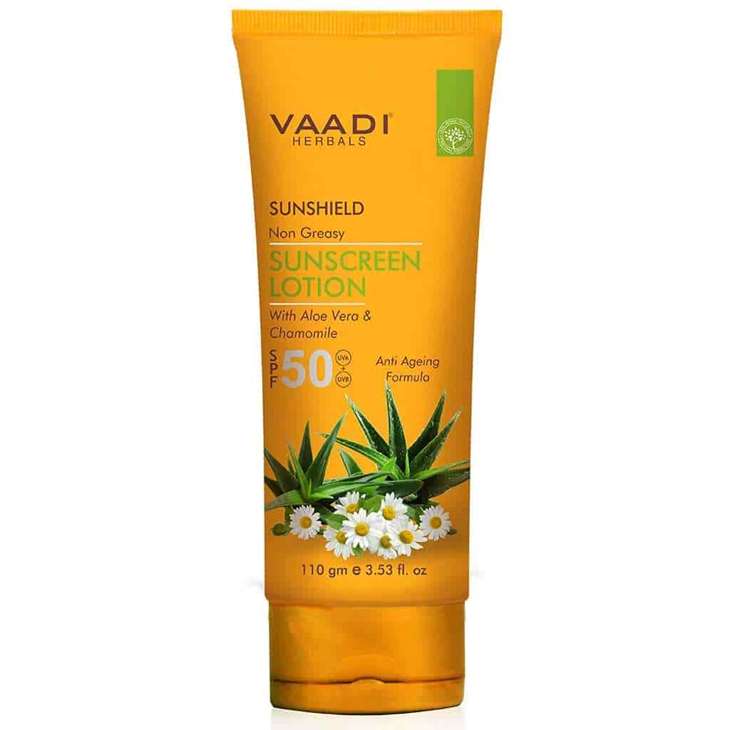 Vaadi Herbals Sunscreen Lotion SPF 50 with Aloe Vera and Chamomile